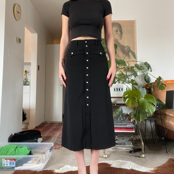 NWT NANUSHKA LONG BUTTON FRONT BLACK MIDI MAXI SKIRT XS - Picture 9 of 9